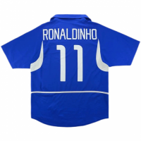 Brazil Ronaldinho #11 Retro Jersey Away World Cup 2002