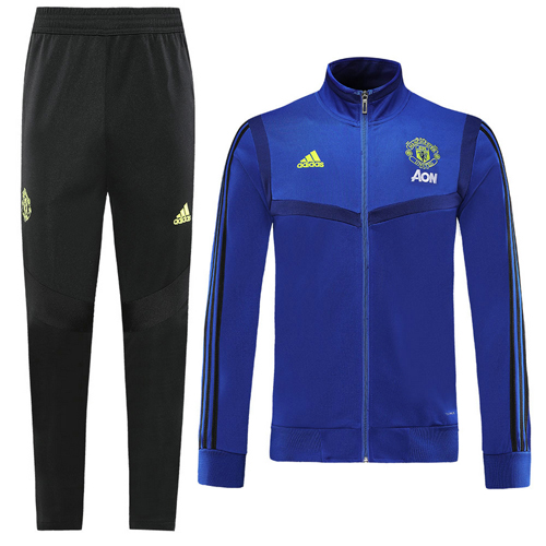 19-20 Manchester United Navy High Neck Collar Training Kit(Jacket+Trousers)