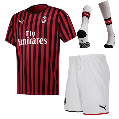 19-20 AC Milan Home Black&Red Soccer Jerseys Kit(Shirt+Short+Sock)