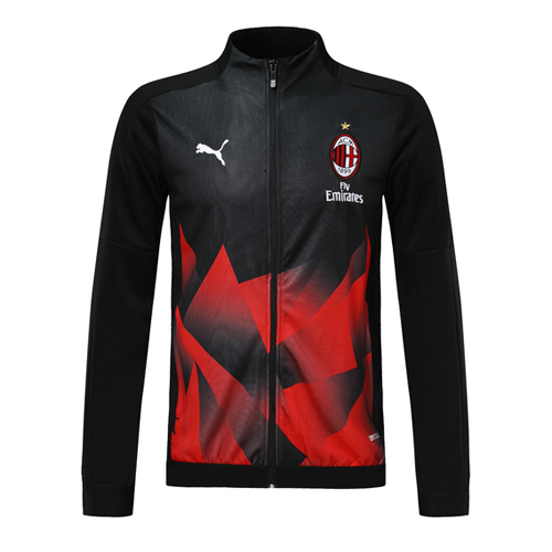 19/20 AC Milan Black&Red High Neck Collar Training Jacket