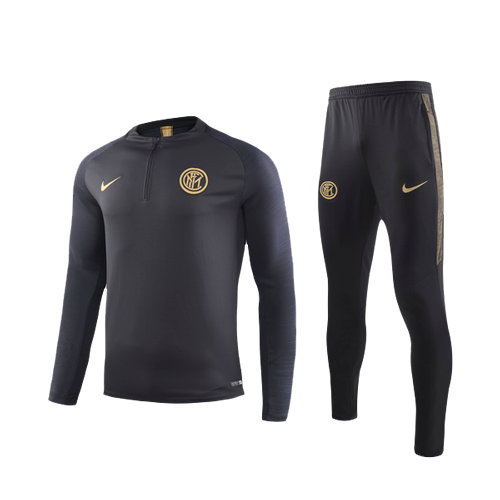 19/20 Inter Milan Black Zipper Sweat Shirt Kit(Top+Trouser)