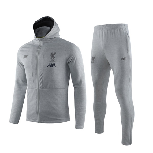 19/20 Liverpool Gray Hoodie Training Kit(Jacket+Trouser)