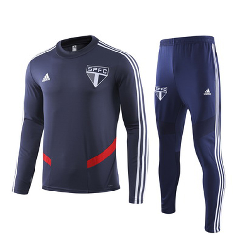 19/20 Sao Paulo Navy O-Neck Sweat Shirt Kit(Top+Trouser)