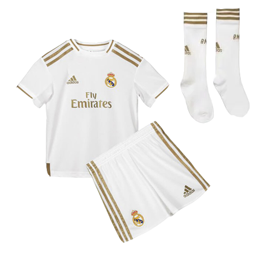 19-20 Real Madrid Home White Children's Jerseys Kit(Shirt+Short+Socks)