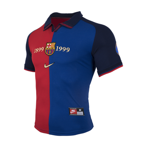 1999-2000 Barcelona Home Classic Retro 100-Yeas Anniversary Jersey Shirt