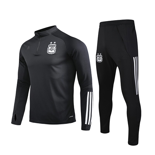 2020 Argentina Black Zipper Sweat Shirt Kit(Top+Trouser)