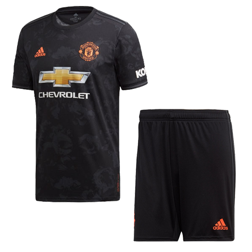 19-20 Manchester United Third Away Black Jerseys Kit(Shirt+Short)