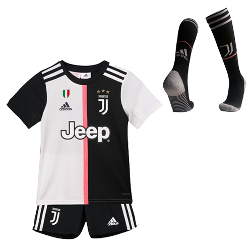 19-20 Juventus Home Black&White Children's Jerseys Whole Kit(Shirt+Short+Socks)