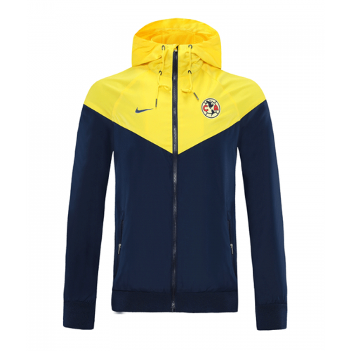 20/21 Club America Navy&Yellow Windbreaker Hoodie Jacket