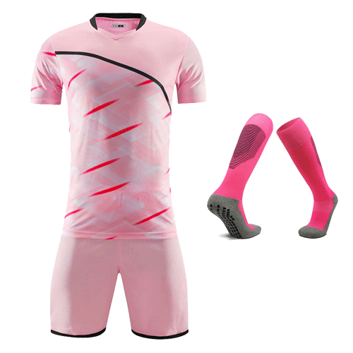 Style Customize Team Pink Jerseys Whole Kit(Shirt+Short+Socks)