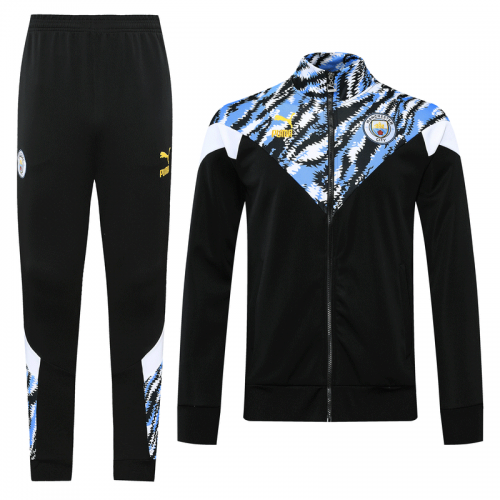 20/21 Manchester City Black&Blue High Neck Collar Training Kit(Jacket+Trouser)