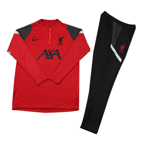 Kid's 20/21 Liverpool Red Zipper Sweat Shirt Kit(Top+Trouser)