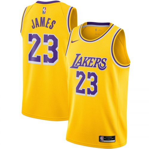 Men's Los Angeles Lakers LeBron James No.23 Nike Gold 202021 Swingman Jersey - Icon Edition