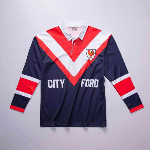 1976 Sydney Roosters Rugby Retro Ml Long Sleeve Polo Shirt