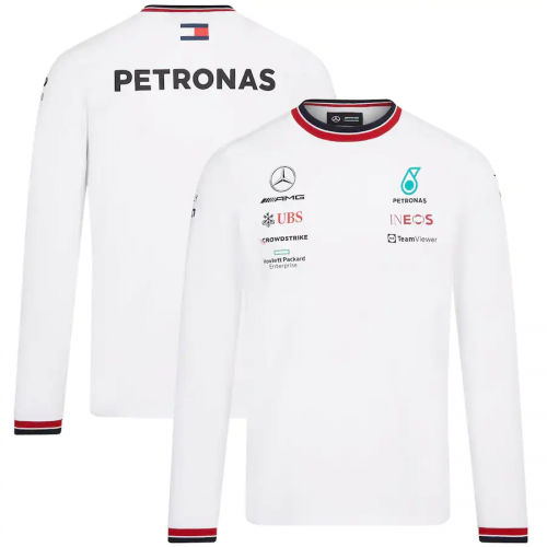 Mercedes AMG Petronas F1 Racing Team Long Sleeve T-Shirt - White 2022