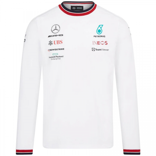 Mercedes AMG Petronas F1 Racing Team Long Sleeve T-Shirt - White 2022