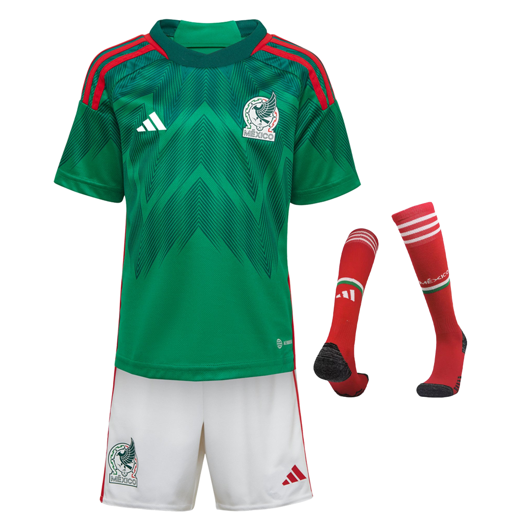Mexico Kids Soccer Jersey Home Whole Kit(Jersey+Shorts+Socks) Replica 2022