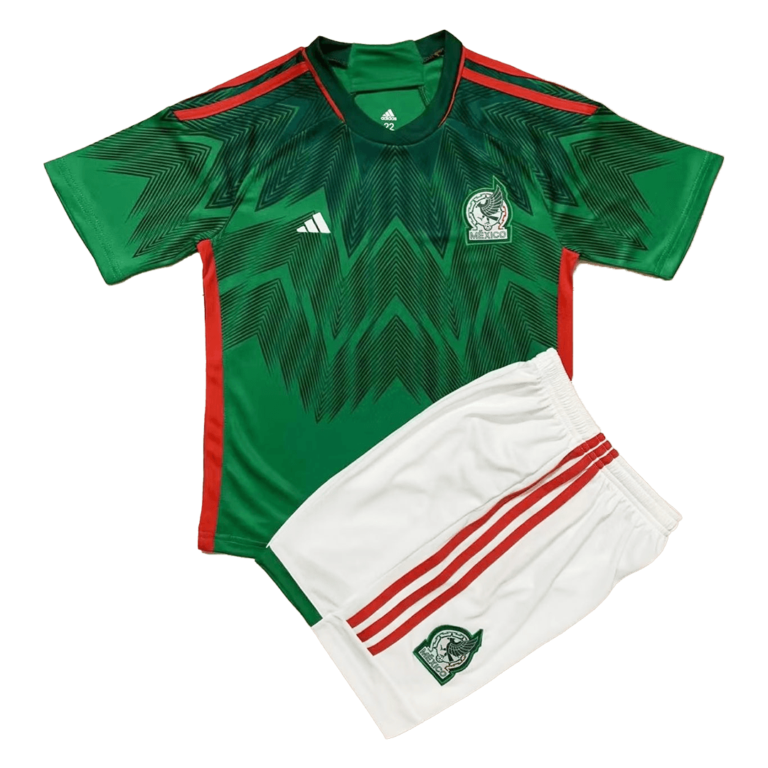 Mexico Kids Soccer Jersey Home Whole Kit(Jersey+Shorts+Socks) Replica 2022