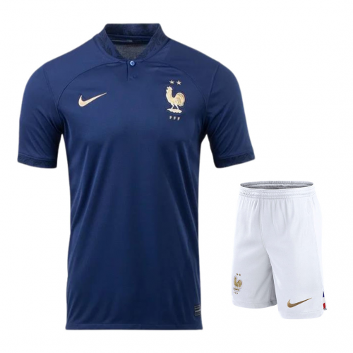 France Jersey Home Kit(Jersey+Shorts) Replica World Cup 2022