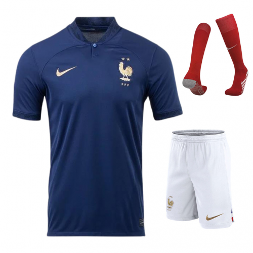 France Jersey Home Whole Kit(Jersey+Shorts+Socks) Replica World Cup 2022