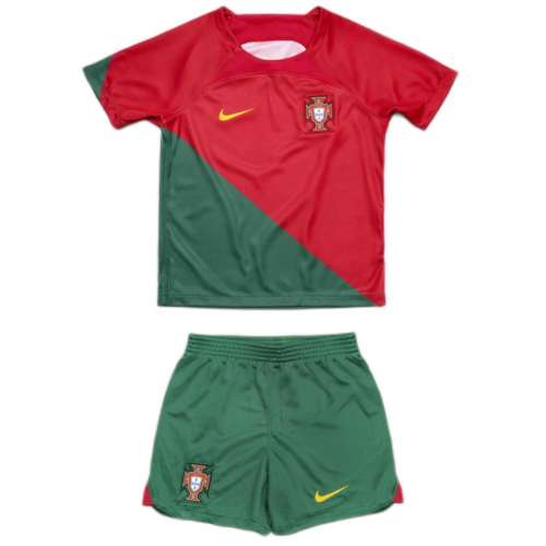 Portugal Kids Jersey Home Kit(Jersey+Shorts) Replica World Cup 2022