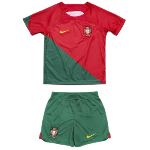 Portugal Kids Jersey Home Kit(Jersey+Shorts) World Cup 2022