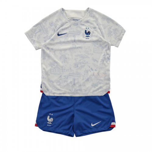 France Kids Soccer Jersey Away Kit(Jersey+Shorts) Replica World Cup 2022