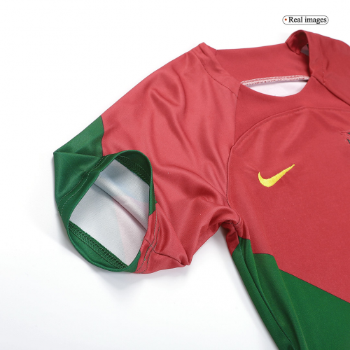 Portugal Kids Jersey Home Kit(Jersey+Shorts) Replica World Cup 2022