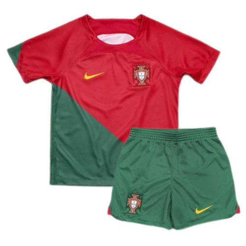 Portugal Kids Jersey Home Kit(Jersey+Shorts) World Cup 2022