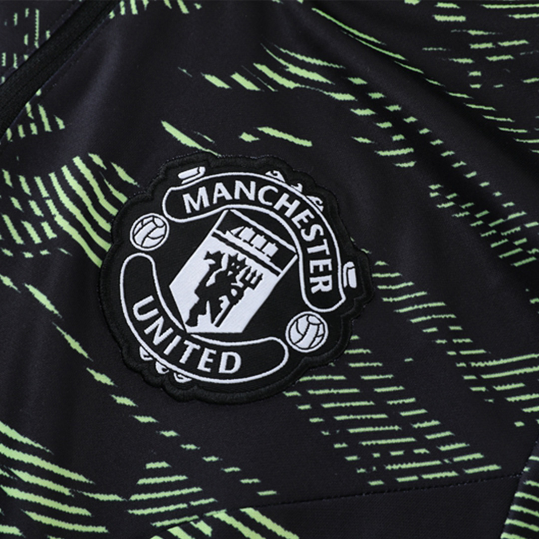 Manchester United Zipper Sweatshirt Kit(Top+Pants) Black 2022/23