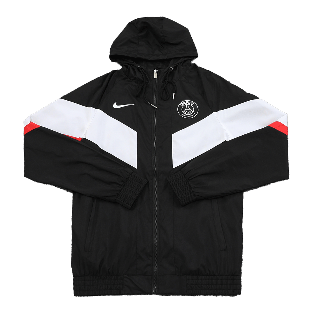 PSG Windbreaker Hoodie Jacket Black & White 2022/23