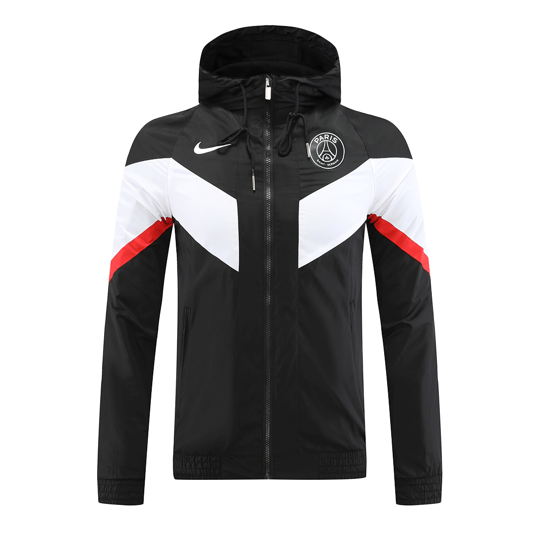 PSG Windbreaker Hoodie Jacket Black & White 2022/23