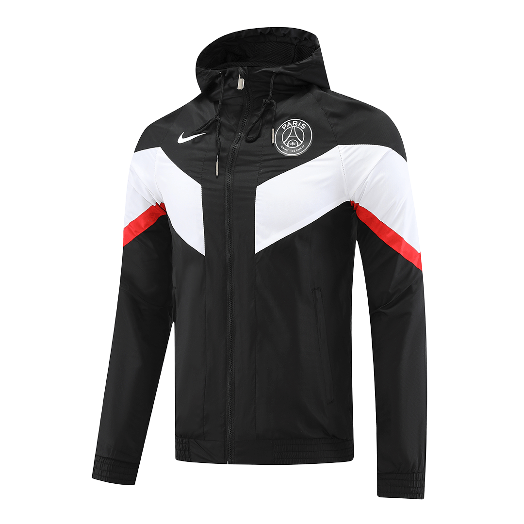 PSG Windbreaker Hoodie Jacket Black & White 2022/23