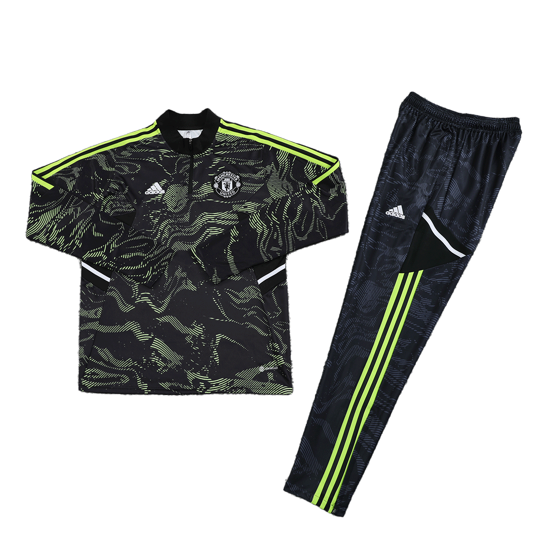 Manchester United Zipper Sweatshirt Kit(Top+Pants) Black 2022/23