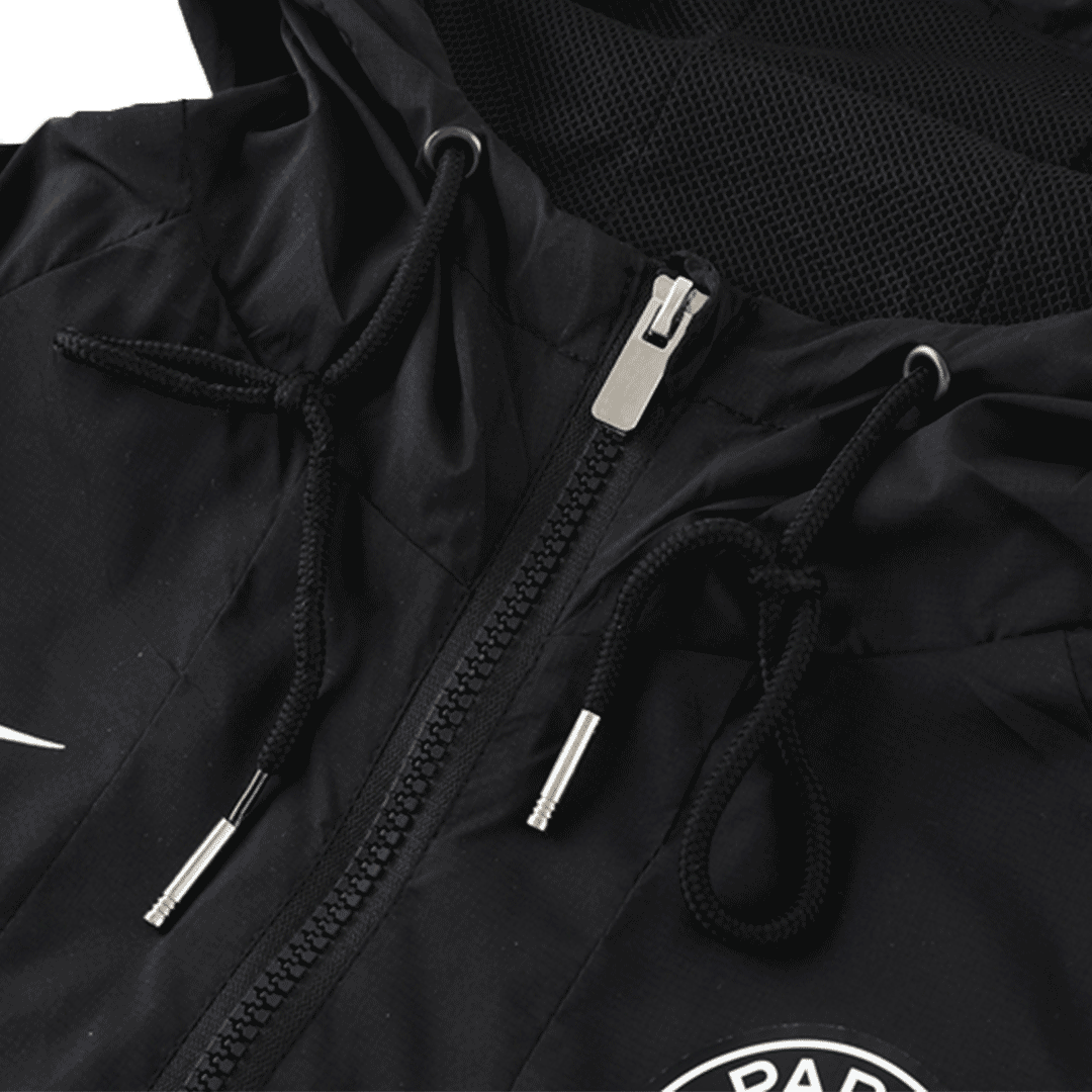 PSG Windbreaker Hoodie Jacket Black & White 2022/23