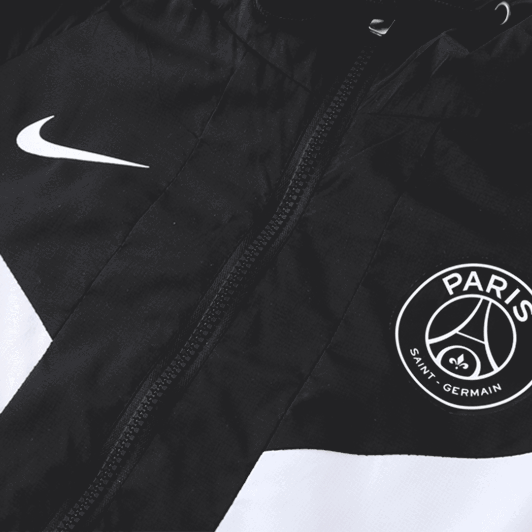 PSG Windbreaker Hoodie Jacket Black & White 2022/23