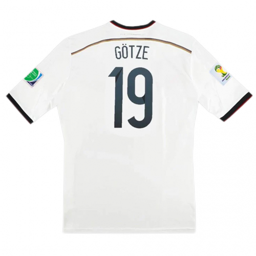 Germany GÖTZE #19 Retro Jersey Home Replica World Cup 2014