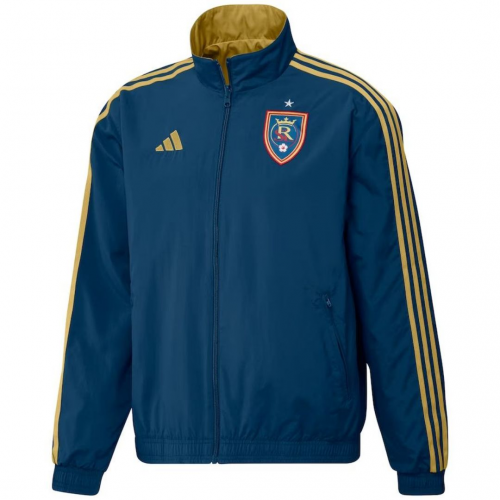 Real Salt Lake On-Field Anthem Full-Zip Reversible Team Jacket Navy/Gold 2023