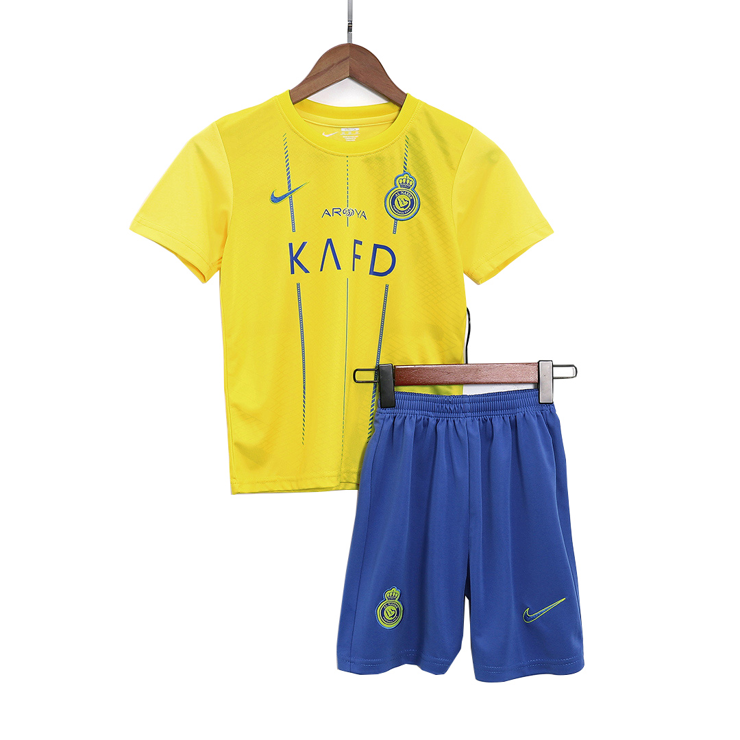 Kids Al Nassr Home Whole Kit(Jersey+Shorts+Socks) 2023/24