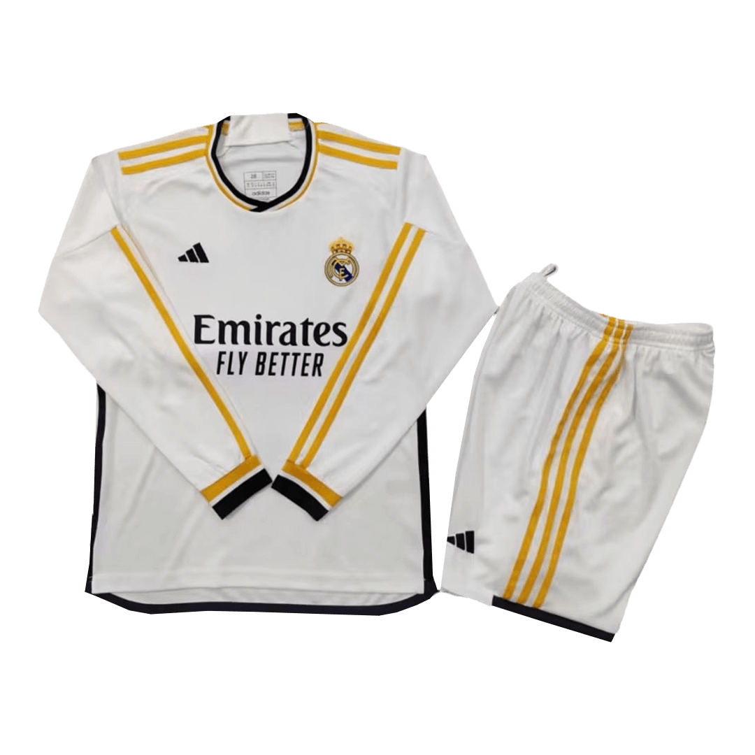 Kids Real Madrid Home Long Sleeve Kit(Jersey+Shorts) 2023/24