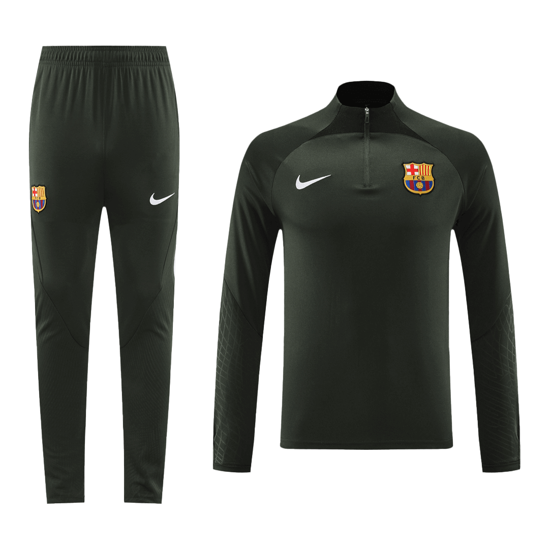 Barcelona Zipper Sweatshirt Kit(Top+Pants) Green 2023/24