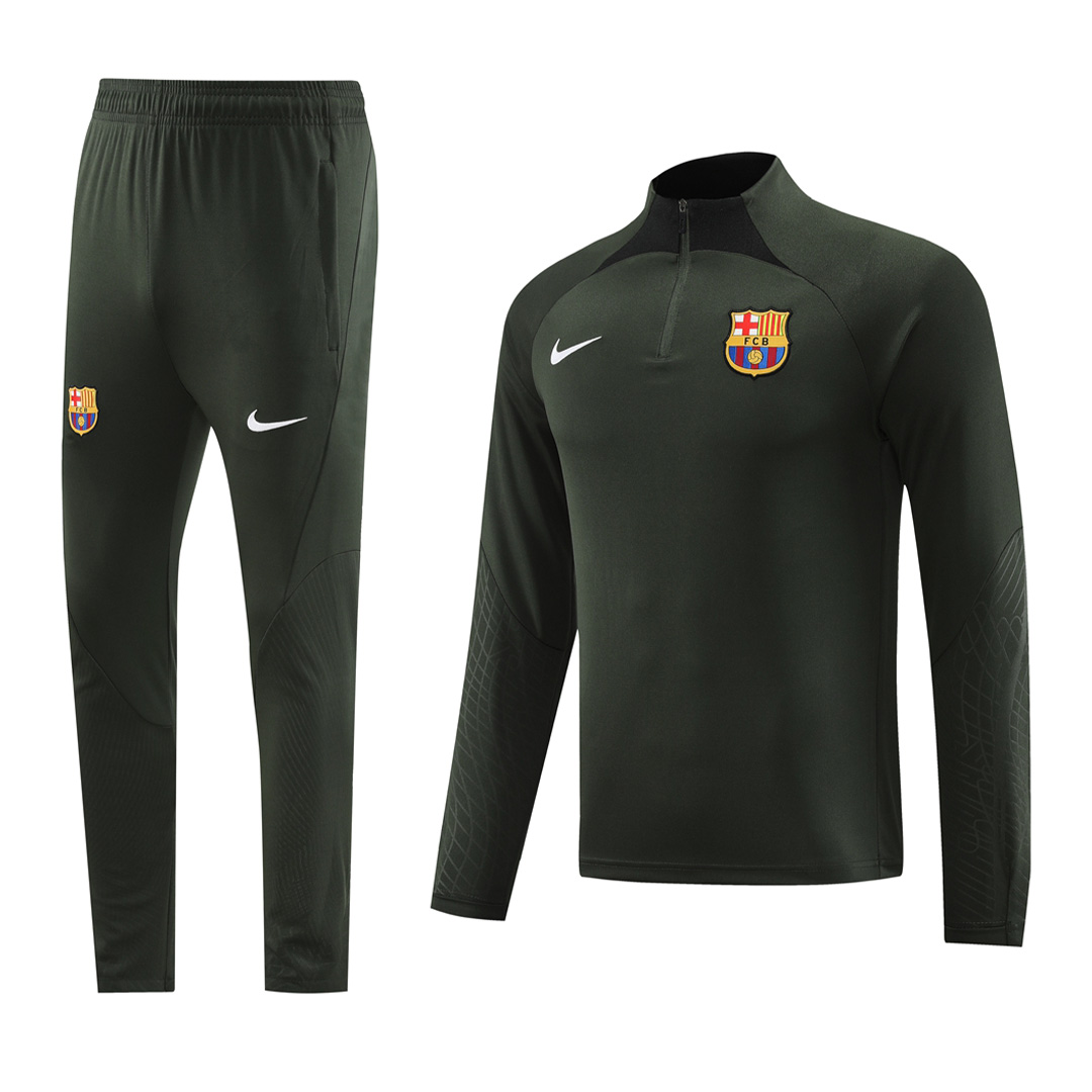 Barcelona Zipper Sweatshirt Kit(Top+Pants) Green 2023/24