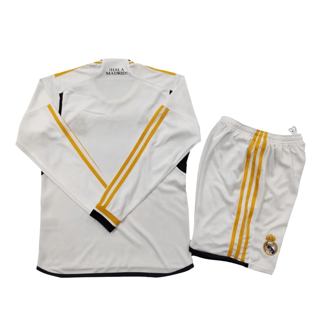 Kids Real Madrid Home Long Sleeve Kit(Jersey+Shorts) 2023/24