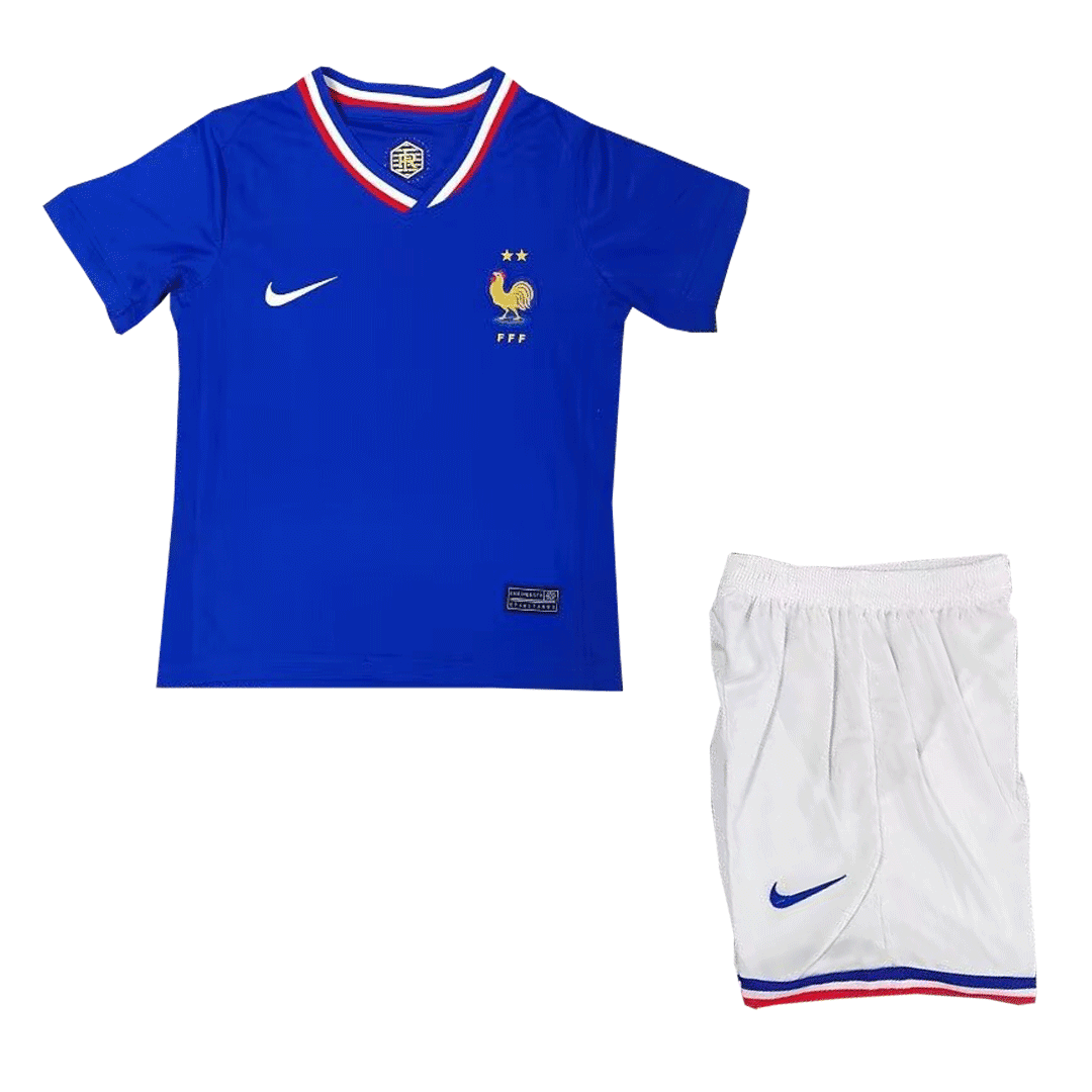 Kids France Home Kit Jersey+Shorts Euro 2024