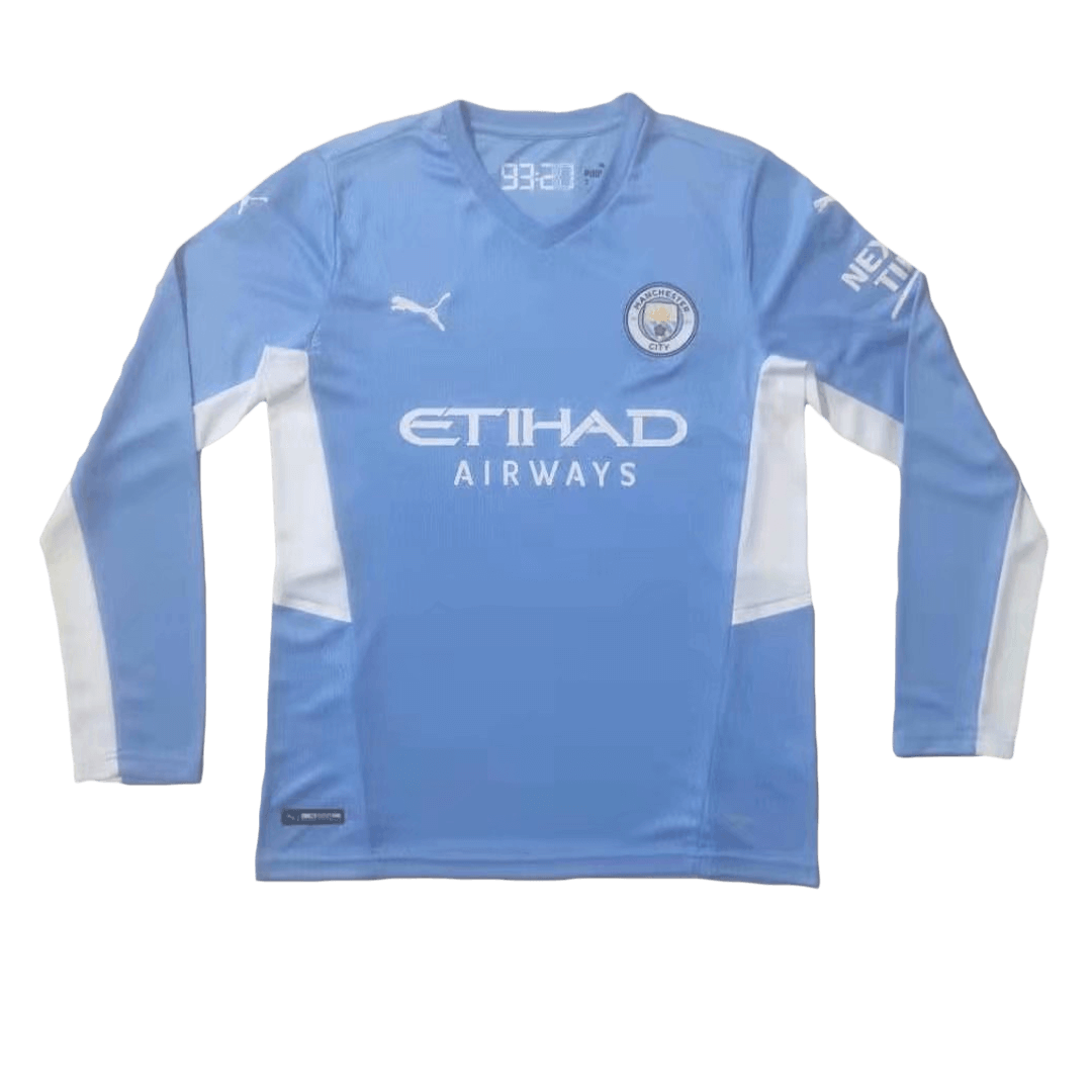 Manchester City Soccer Jersey Home Long Sleeve Replica 2021/22 | MineJerseys